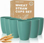 Reusable Wheat Straw Cups 6 PCS, Unbreakable 16 OZ Plastic Cup Alternative by Perlapoc