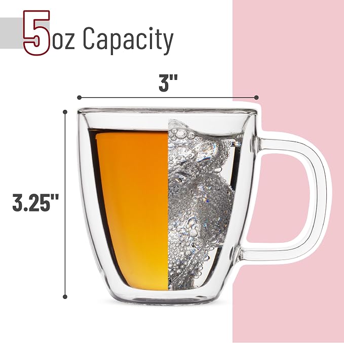 BTaT- Double Walled Espresso Cups, 5 oz, Double Wall Insulated Espresso Cups - Image 3