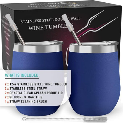 12 oz Stainless Steel Wine Tumblers 2 Pack - Image 2