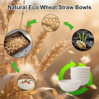 60oz Wheat Straw Bowls Set of 6 - Image 7
