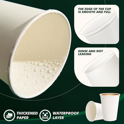 Coffee Cups 12 oz 100 Pack, Disposable Hot Paper Cups, Thickened Paper - Image 4