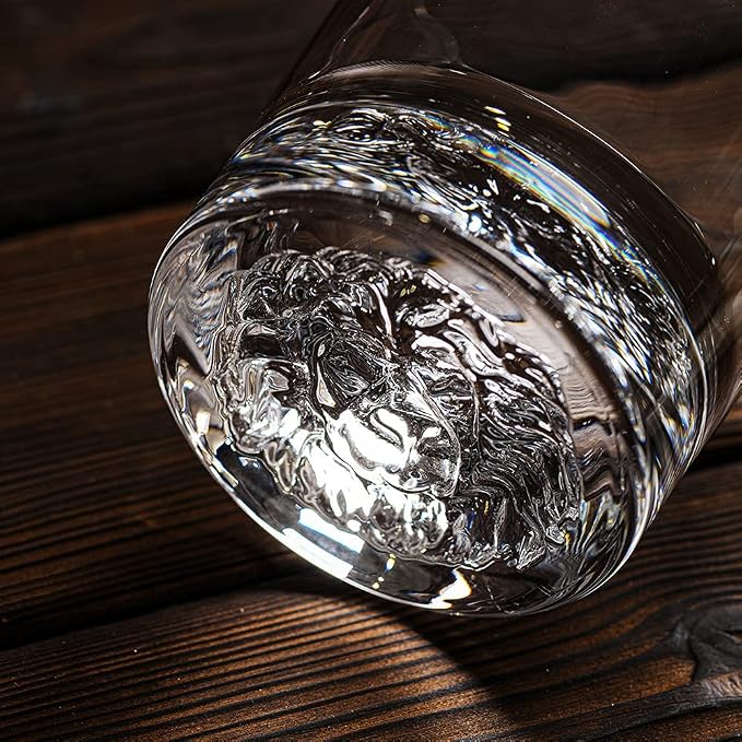 Whiskey Glasses Set of 4 with Lion Pattern 10 oz Old Fashioned Glasses | Suit - Image 4