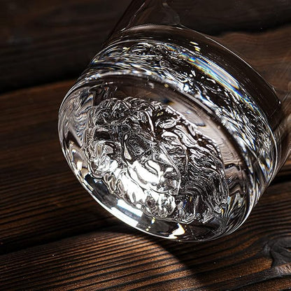 Whiskey Glasses Set of 4 with Lion Pattern 10 oz Old Fashioned Glasses | Suit - Image 4