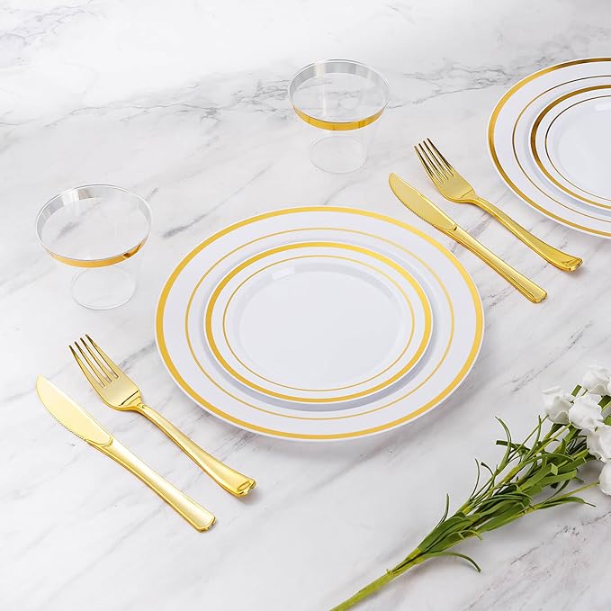 150 Pieces Gold Disposable Plates - Image 2