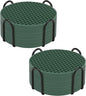 Silicone Coaster Set of 16 with Holder, Drinks Coasters, Beer & Coffee, Hot or Cold, Anti-Slip, Non-Stick, Anti-Overflow Tabletop Protection and Decor (Green, 16 Pcs)