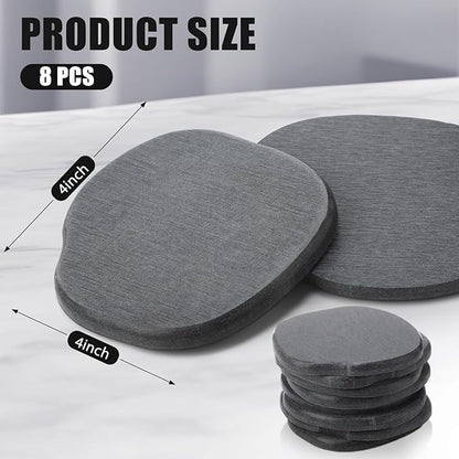 Diatomaceous Earth Coasters Set of 8，Cool Absorbent Quick-Dry Drink Coasters for Desks, Cute Modern Stone Design with Stylish Grey Aesthetic (8, Grey)