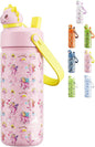 POWCAN 18 oz Kids Water Bottle: 2-in-1 Straw Spout Lid by POWCAN