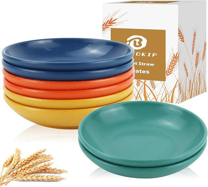 4 Inch Soy Sauce Dishes 8 Pieces, Lightweight and Unbreakable Wheat Straw Plates, Small Sauce Plate, Mini Serving Plates for Side Dishes, Condiment, Appetizer (Multicolor)