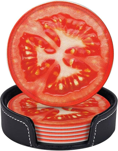 6 Pack Tomato Slice Coaster for Drinks by GTEVUTS