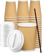 GUSTO [12 oz. - 100 Count Insulated Kraft Ripple Paper Hot Cups, Disposable by GUSTO