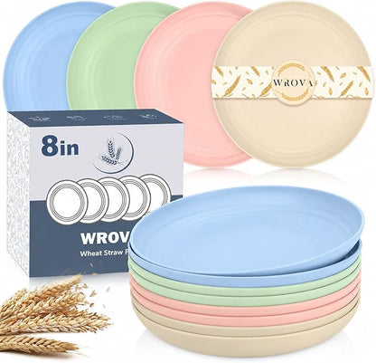 Wheat Straw Plates Sets for 8 by WROVA