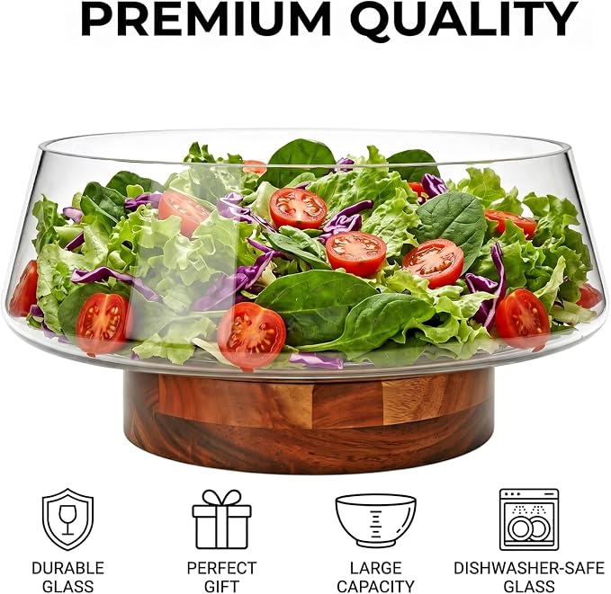 Large Glass Salad Bowl Set - Image 4