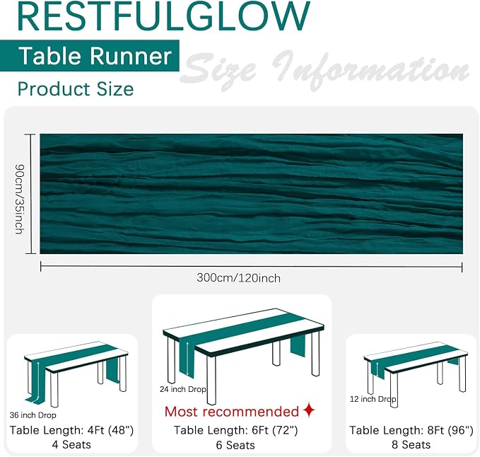 12 Pack Teal Cheesecloth Table Runner 35 x 120 Inch | Boho Gauze Fabric - Image 2