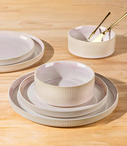 Ceramic Dinnerware Set for 6, 18-Piece Plates and Bowls Set | Lightweight - Image 5