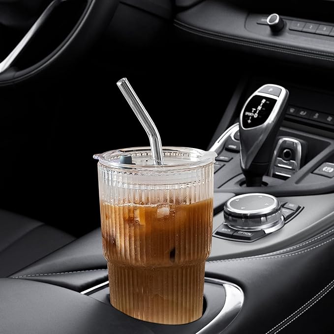 Glass Cups with Lids and Straws – 20oz Glass Tumbler with Straw and Lid - Image 6