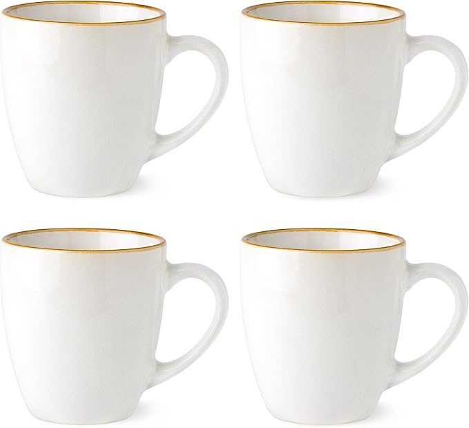 GBhome Ceramic Coffee Mugs Set of 4, 12oz Stoneware Coffee Mugs Set by GBhome