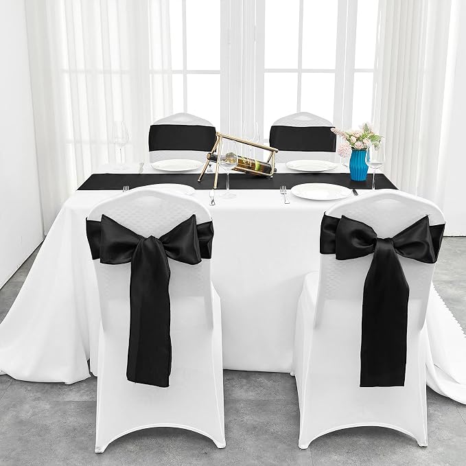 10-Pack Black Satin Table Runner 12 x 108 Inch Long Bright and Smooth Silk - Image 4