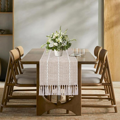 Coffee Table Runner 15x 48 inches Long, Wide Farmhouse Neutral Table Cover Short - Image 4