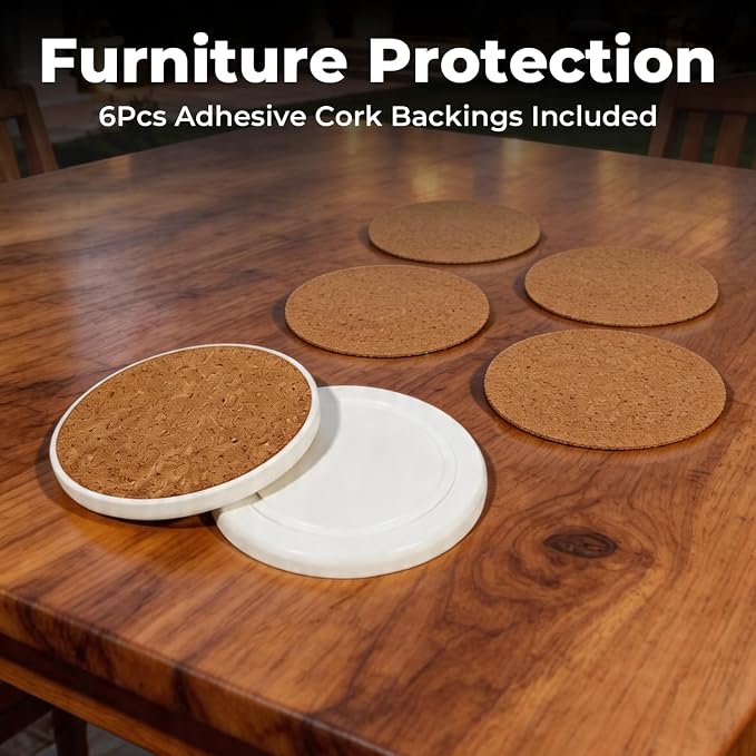 Absorbent Diatomaceous Earth Coasters Set of 6, - Image 3