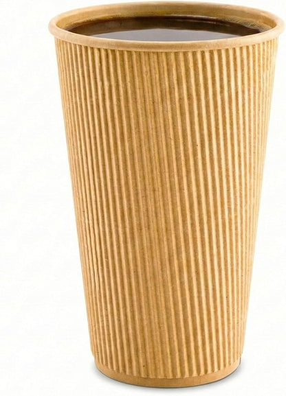Restaurantware 16 Ounce Ripple Wall Disposable Coffee Cups, 500 Insulated Kraft by Restaurantware