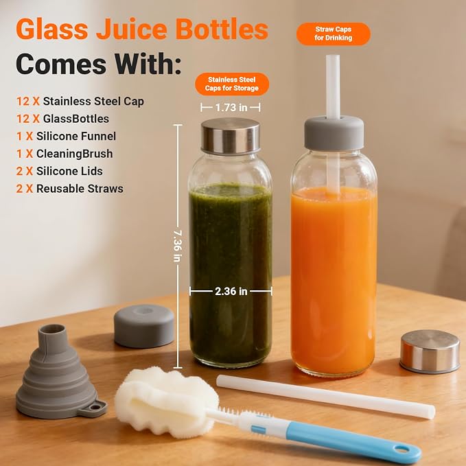Sursip Glass Juice Bottles 16 oz - Image 2