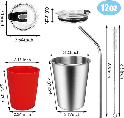 ShineMe Stainless Steel Kids Cups, Straws & Silicone Sleeves, BPA Free - Image 2