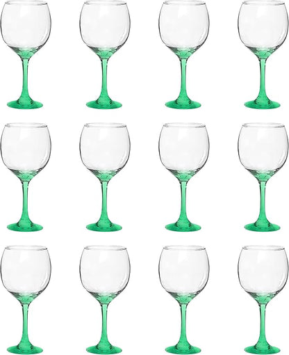 DISCOUNT PROMOS Premiere Wedding Wine Glasses 20.5 oz. Set of 12, Bulk Pack - Restaurant Glassware, Perfect for Red Wine or White Wine - Green