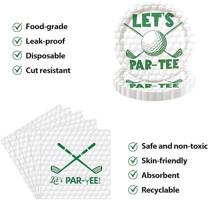 50pcs Golf Paper Plates and Napkins Party Decorations | Golf Themed Birthday - Image 4
