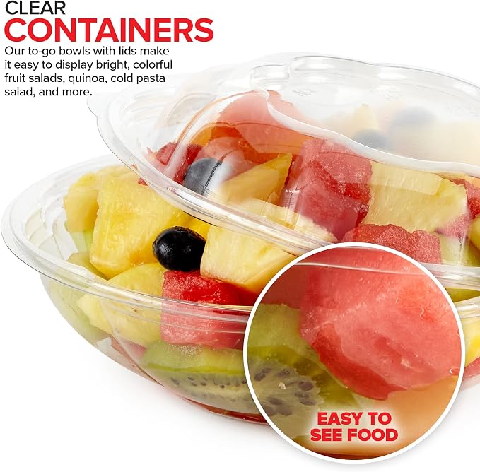Stock Your Home 18oz Clear Plastic Salad Bowls - Image 5