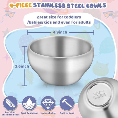 TeamFar Stainless Steel Bowls for Kids, 12oz Baby Toddler Bowls Set of 4 | - Image 2