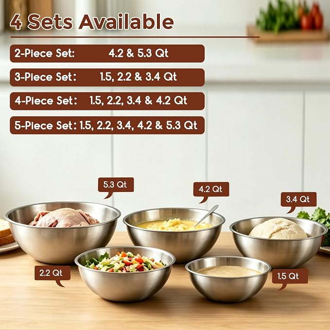 Gronivex Stainless Steel Mixing Bowls Set, 3-Piece | Food-Grade Metal, - Image 8