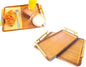 Bamboo Serving Tray with Gold Handles - Large Wood Serving Tray for Breakfast in Bed, Coffee Table, Dinner & bar - Decorative Bed Table Tray for Kitchen or Bedroom（14" x 9.5" x 2"）