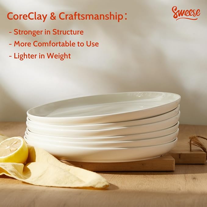 Sweese Porcelain Dinner Plates Set of 6, 10 Inch Lightweight Round Dish Set - Image 6