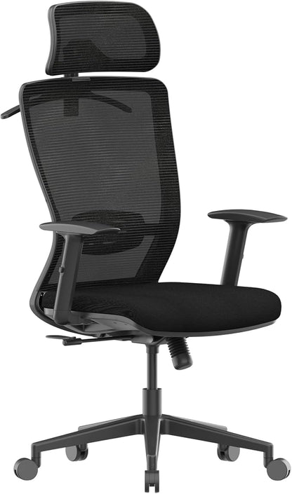 FLEXISPOT Ergonomic Office Chair, High Back Home Office Desk Chairs with Adjustable Lumbar Support, Armrests,90-130° Tilt Lock, Comfort Wide Cushion, Swivel Computer Gaming Chairs for Adults (Black)