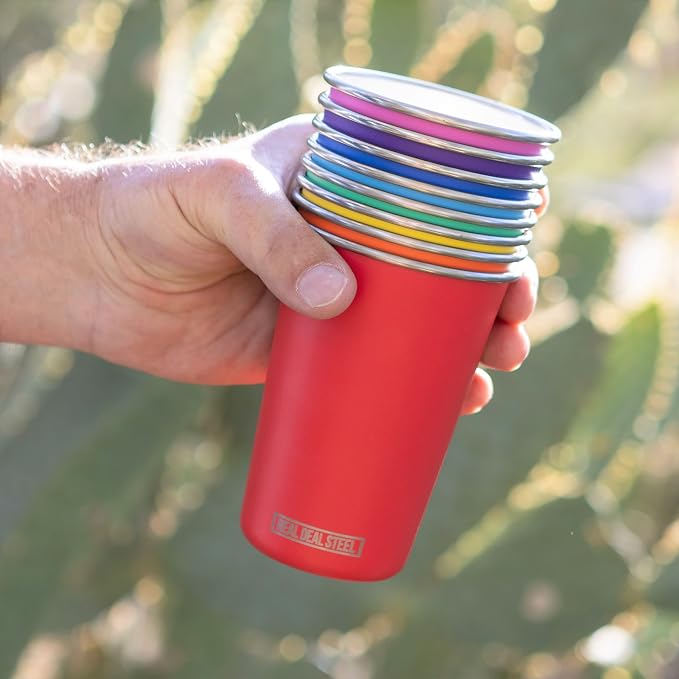 Real Deal Steel Rainbow Cups 16 oz Pint Cups, Stackable Tumblerrs, Eco Friendly - Image 8