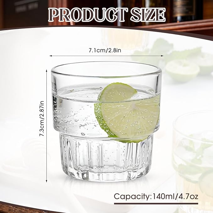 12 Pack 4.7 oz Drinking Glasses Stackable Iced Latte Coffee Cup, Beer Cocktail - Image 3