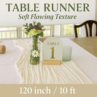 6 Pack Ivory 10FT Cheesecloth Table Runner –120 Inch White Gauze Table Runners - Image 2