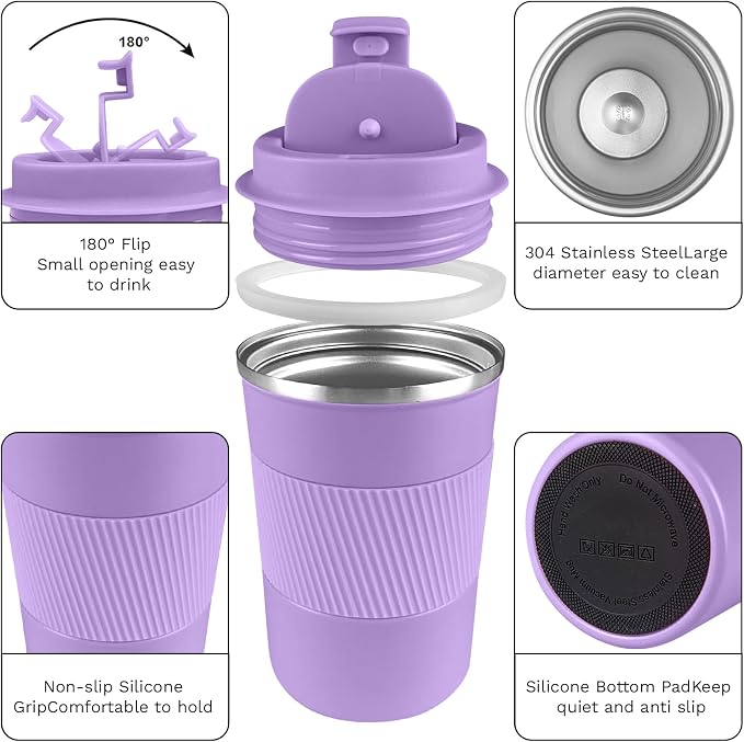 Insulated Travel Coffee Mug, Stainless Steel Coffee Cup - Image 2