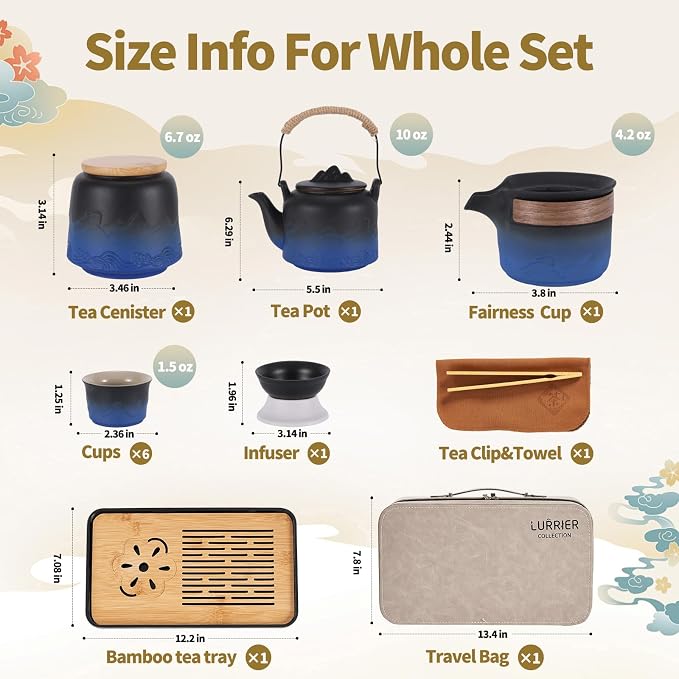 LURRIER Gongfu tea sets, Portable Ceramic TeaSet, Asian Tea sets - Image 2
