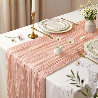 10 Pack Blush Pink Cheesecloth Table Runner 17 x 108 Inch | Boho Gauze Fabric - Image 3