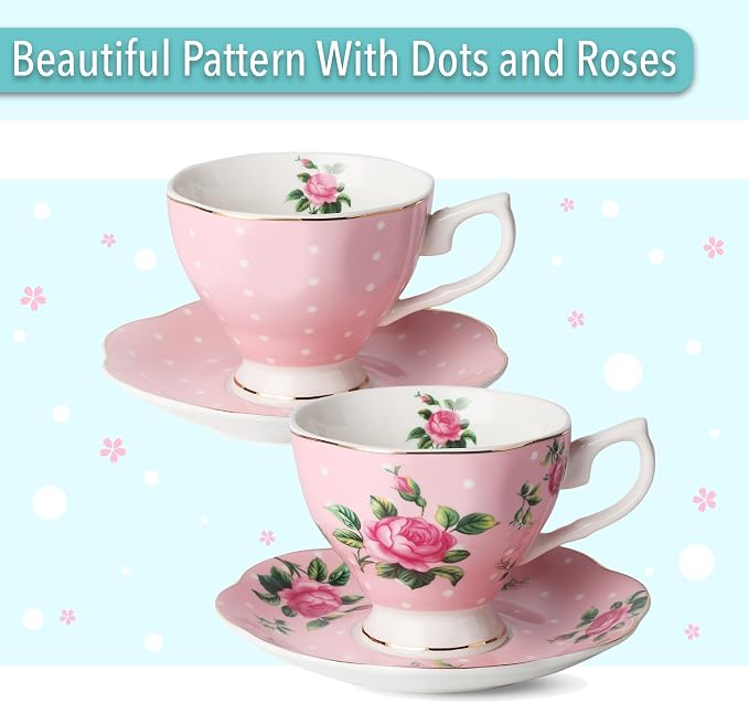 BTaT- Floral Tea Sets for Adults, Service for 4, Pot & Cups - Image 4