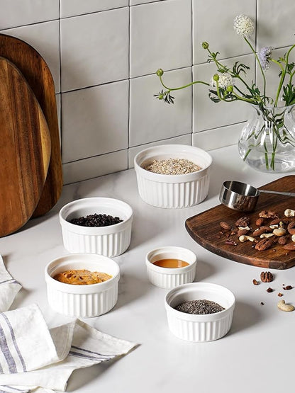 LE TAUCI Ramekins 6 OZ, Ceramic Souffle Dishes, Oven Safe Custard Cups - Image 6