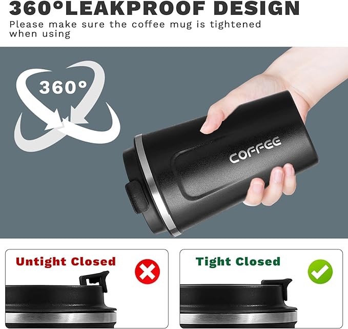 Insulated Travel Coffee Mug, Stainless Steel Coffee Cup - Image 5