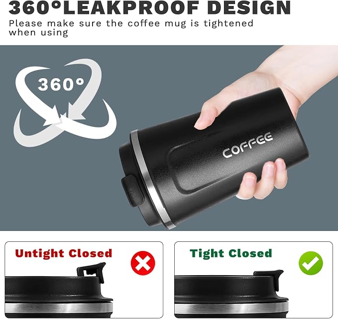 Insulated Travel Coffee Mug, Stainless Steel Coffee Cup - Image 5