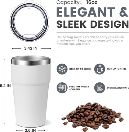 MEWAY 16oz Tumbler Double Wall Vacuum Insulated Travel Mug Bulk, Stainless - Image 2