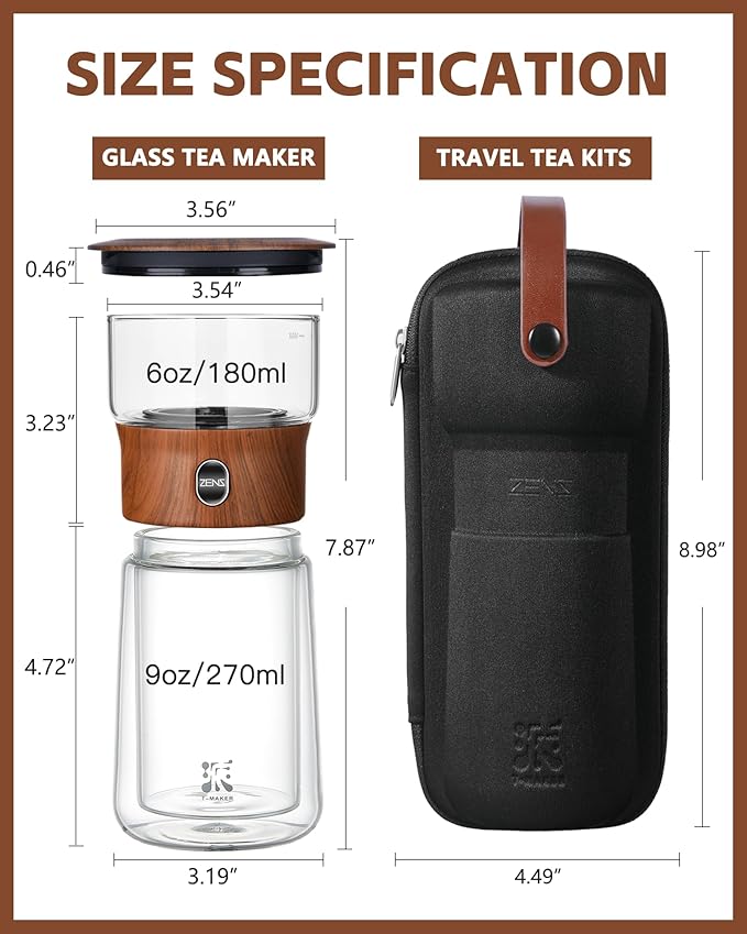 ZENS Glass Infuser Teapot, One Touch Tea Maker - Image 5
