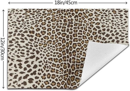 Leopard Print Placemats Set of 4,12x18 Inches Brown Cheetah Animal Print Decorative Placemats Rectangle Boho Modern Abstract Table Mats for Party Home Kitchen Dining Table Decoration