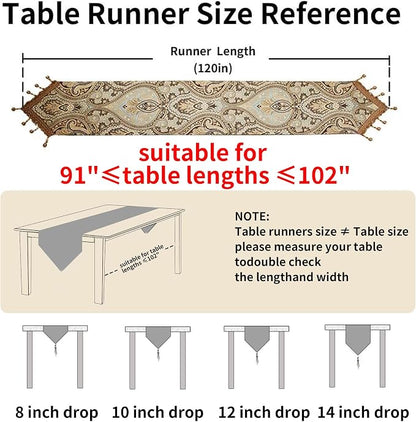 Luxury Vintage Design Table Runner 120 inches Long Embroidery Jacquard Fabric - Image 2