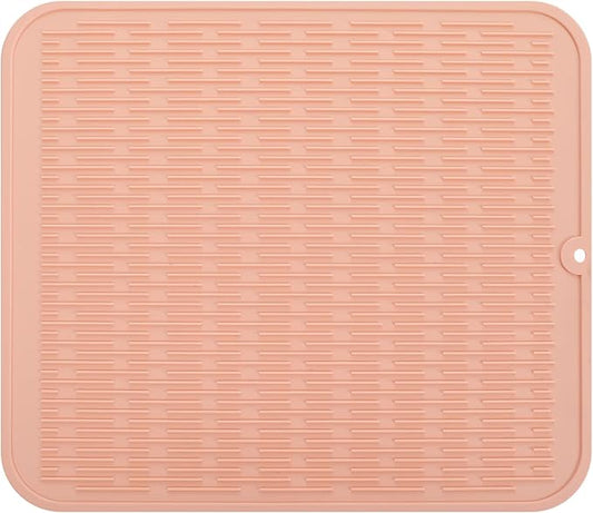 Silicone Dish Drying Mat for Multiple Usage,Easy clean,Eco-friendly,Heat-resistant Silicone Mat for Kitchen Counter or Sink,Refrigerator or Drawer Liner Pink 2XL 24 inches x 18 inches