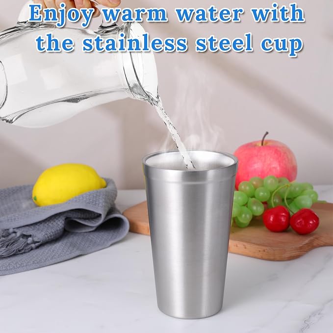 JJUNW 6 Pack Stainless Steel Cup 16 oz | Stackable Double Wall Vacuum Insulated - Image 5